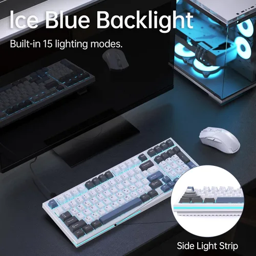 Vista 4 de KEMOVE K98SE - Teclado mecánico para juegos, 98 teclas LED retroiluminadas programables, 96% teclado de computadora con cable con doble espuma