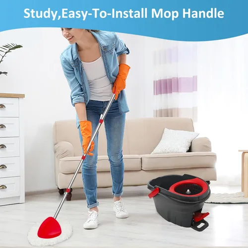 Vista 4 de Paquete de 2 cabezales de repuesto de trapeador giratorio compatibles con O ceda EasyWring 1 sistema de tanque, repuestos de microfibra