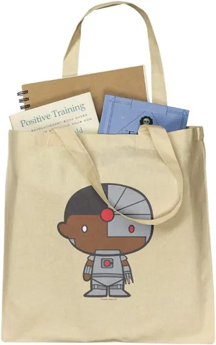 Vista 2 de GRAPHICS & MORE Justice League Cyborg Cute Chibi Character Grocery Travel Reusable Tote Bag