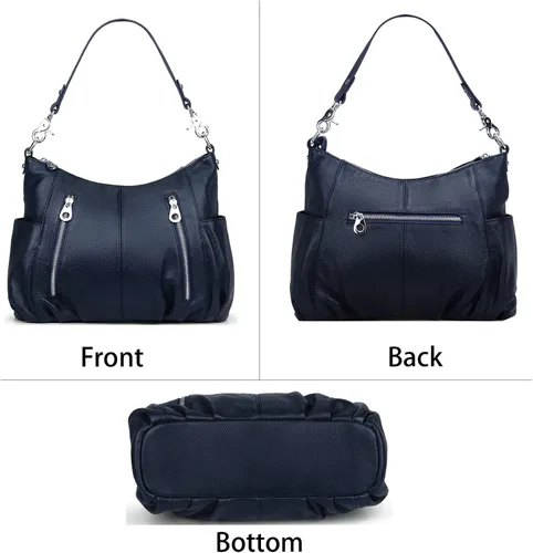 Vista 5 de HESHE Monederos de cuero genuino para mujer, bolso de hombro Hobo, bolso cruzado, bolsos de diseñador para damas