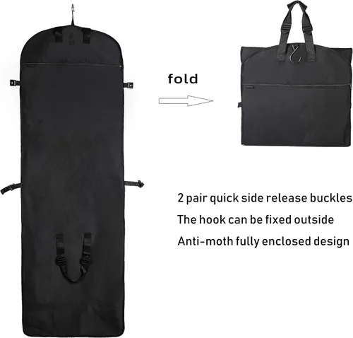 Vista 2 de Bolsa de ropa de boda de tres pliegues de 72 pulgadas para vestidos largos y vestidos, bolsa de almacenamiento colgante de viaje para hombres