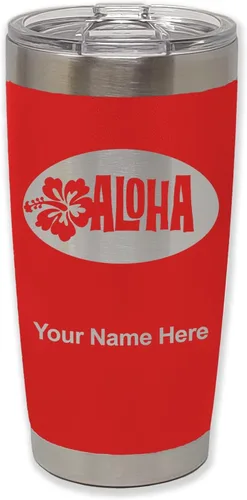 Vista 35 de LaserGram Taza aislada al vacío de 20 onzas, Aloha, grabado personalizado incluido (negro) Engraved Gift, Vacuum Insulated Stainless Steel, Laser