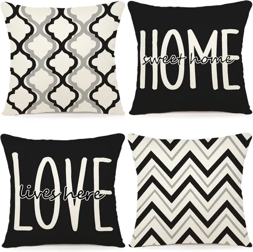 Vista 18 de YCOLL Juego de 4 fundas de almohada de estilo rústico 16x16 Fundas decorativas de almohada de lino para sofá, cama, dormitorio, decoración del hogar