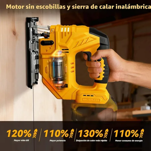 Vista 3 de Sierra de calar sin escobillas compatible con batería Dewalt de 20 V (sin batería), rompecabezas inalámbrico con bolsa de herramientas, velocidad