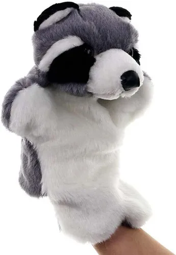 Vista 2 de Títeres de mano de peluche mapache de peluche juguetes imaginativos juego de simulación narración