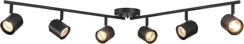 Vista 14 de Globe Electric 64000055 - Iluminación de riel de 6 luces de 42", barra central doble giratoria, color blanco mate, acentos en tono madera, luz