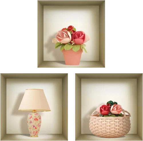 Vista 11 de Arte de pared 3D, juego de calcomanías de nicho, decoración de pared 3D, calcomanías de pared para sala de estar, calcomanías de pared