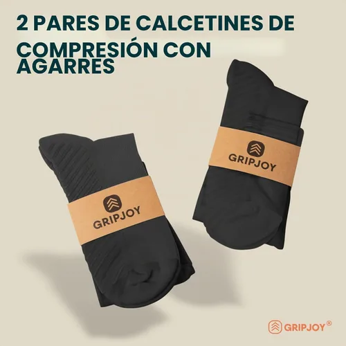 Vista 2 de Gripjoy Compression Socks with Grips, 15-20mmHg, Support & Stability for Circulation, Travel, Pregnancy, Nurses negro (2 pares)