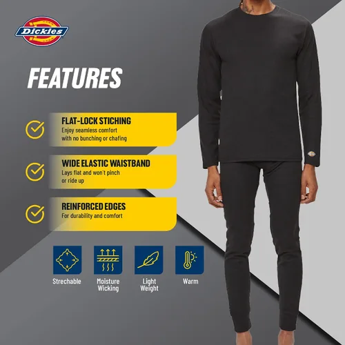 Vista 5 de Dickies Conjunto de ropa interior térmica para hombre, 2 piezas, capa base para clima frío para hombre