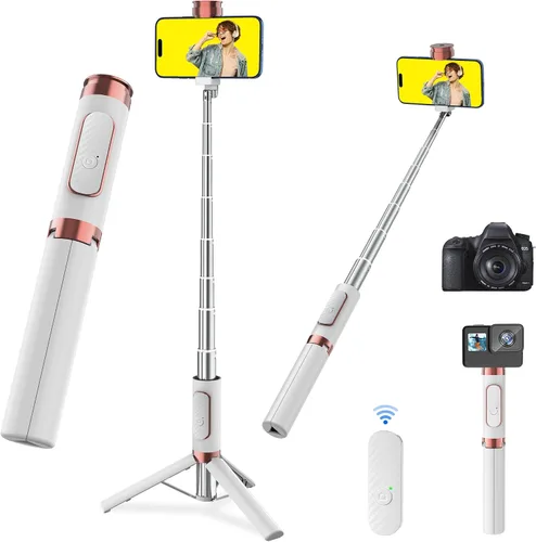 Vista 12 de Trípode selfie stick con control remoto de aleación de aluminio para teléfono, control remoto Bluetooth y soporte de rotación de 270° compatible