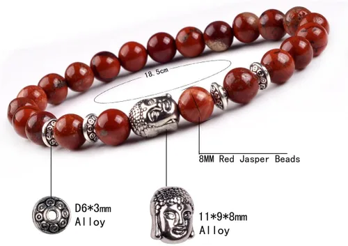 Vista 2 de Joya brazalete con gemas redondas de 8 mm, brazalete para los chacras, regalo de cumpleaños 4 pzas