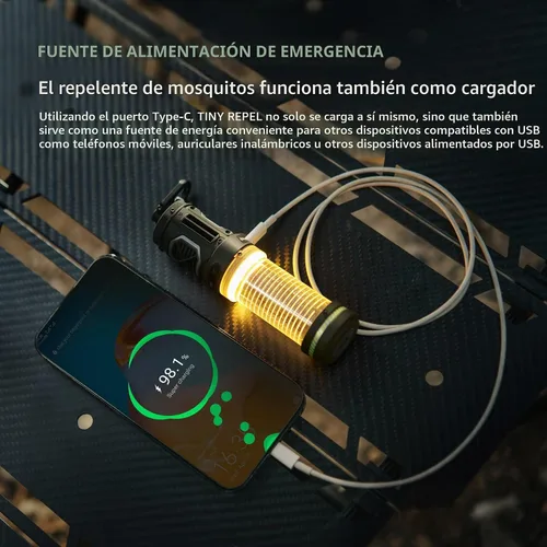 Vista 6 de FLEXTAIL Repelente de mosquitos pequeño recargable con calefacción de 329 °F con zona de protección de 30 pies, ultra mini con luz de campamento