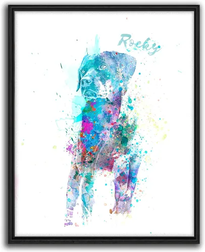 Vista 38 de Personal-Prints Regalo de arte personalizado para pared de perro, impresión artística moderna personalizada única de estilo acuarela La raza