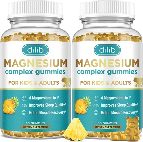 Vista 12 de Gomitas de complejo de magnesio para niños y adultos, glicinato de magnesio, taurato, citrato, suplemento de malato, ayuda a aliviar el estrés