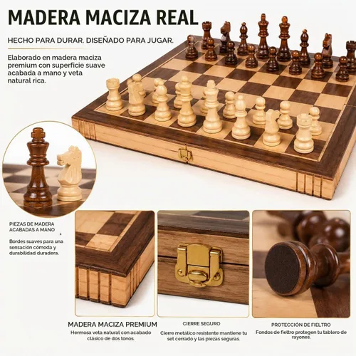 Vista 3 de Juego de ajedrez de madera plegable con cierre de imán de Kangaroo's Folding Premium Wooden Chess Set, Folding Luxury Chess Set, Travel Chess Sets
