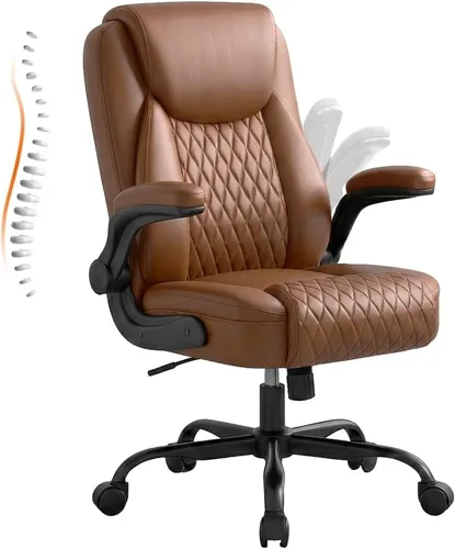 Vista 12 de GTPLAYER - Silla de oficina de piel sintética, silla de escritorio para el hogar con brazos abatibles, color negro Respaldo ergonómico, cojín