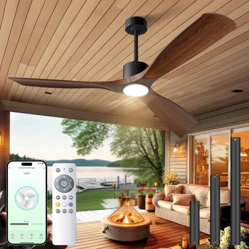 Vista 15 de Ventilador de techo inteligente de 52 pulgadas con luces, ventilador de techo para exteriores compatible con Alexa/aplicación/control remoto, motor