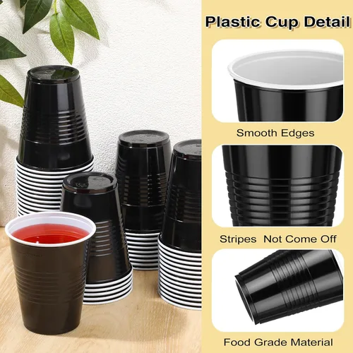 Vista 3 de Pickmesh Paquete de 50 Vasos de Plástico de 12 oz Vasos Desechables de Navidad a Granel para el Día de Año Nuevo, Bodas, Cumpleaños, Baby Shower