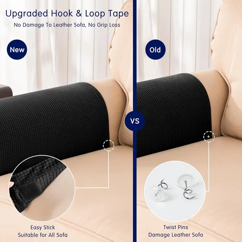 Vista 4 de SUBRTEX Juego de 2 fundas elásticas para brazos de sofá, fundas a cuadros para brazos de sofá, fundas antideslizantes para reposabrazos