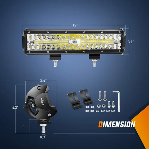 Vista 2 de Nilight ZH411-A 12” 12” 300 W, 300 W, triple fila de inundación Spot Combo 30000LM Led Off Road luces para camiones con juego de arnés de cableado