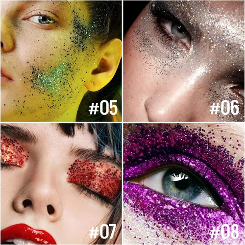 Vista 4 de KYDA Barra de purpurina corporal, gel grueso con purpurina para rostro y cabello corporal, pintura holográfica brillante de lentejuelas de sirena