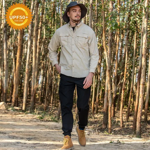 Vista 2 de NAVISKIN Camisas de pesca con protección solar para hombre, camisas de manga larga UPF 50+, camisas de sol para hombre, PFG senderismo, viajes