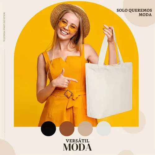 Vista 2 de Epakh Paquete de 4 bolsas de lona, 16.5 x 3.9 x 13.4 pulgadas, beige 16.5 X 3.9 X 13.4 Inch, Blank Canvas Cotton Bags Bulk with Zipper, Large