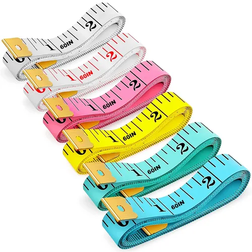 Vista 8 de Cinta métrica, 5 paquetes de cinta métrica de doble escala de 120 pulgadas/118.1 in para medidas corporales, tela de costura, tela suave y pequeña