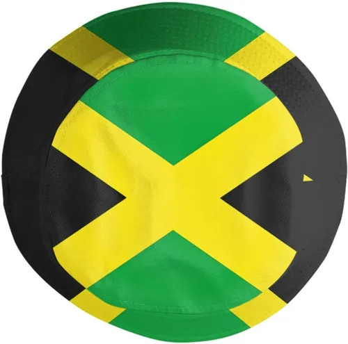 Vista 4 de Sombrero de pescador con bandera de Jamaica para exteriores, sombrero de sol de Jamaica, gorra de pescador plegable para hombres, mujeres