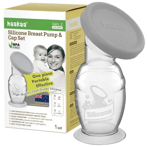 Vista 9 de Haakaa Extractor de leche manual con base de 4 fl oz/3.4 fl oz+tapa (rubor), Gen.2