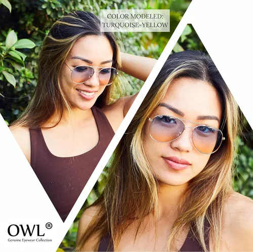 Vista 32 de OWL Paquete de 12 lentes de sol de aviador a granel de metal dorado, plateado, marco negro para hombres y mujeres, gafas de fiesta