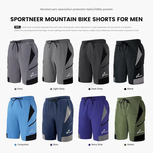 Vista 7 de Sportneer Pantalones cortos de ciclismo para hombre 3D acolchado ligero para montar en bicicleta, ciclismo, bicicleta de montaña, pantalones cortos