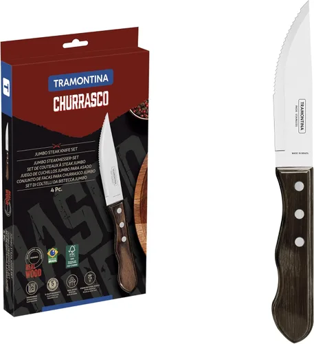 Vista 8 de Tramontina Churrasco - Juego de cuchillos para carne jumbo de 5 pulgadas, 4 piezas, color marrón