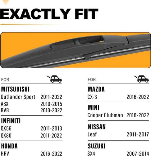 Vista 2 de AUTOBOO Repuesto de limpiaparabrisas trasero de 10 pulgadas, calidad original de fábrica (paquete de 1) Fits HR-V 2016–2022, CR-V