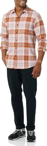 Vista 39 de Amazon Essentials Camisas de franela de manga larga para hombre, corte ajustado, a cuadros con botones