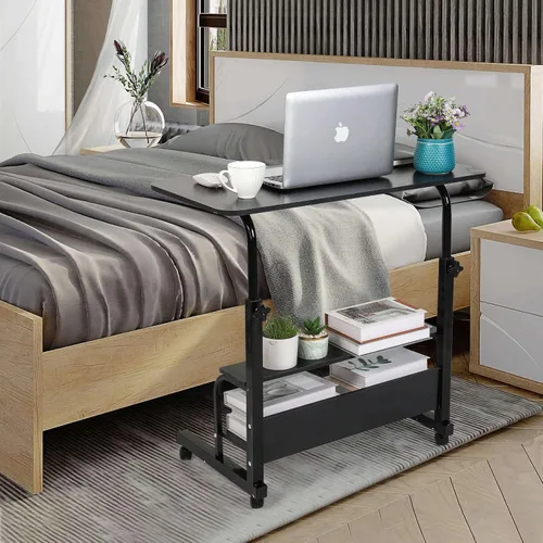 Vista 6 de Escritorio de oficina en casa, mesa ajustable para dormitorio, moderna y pequeña, computadora portátil para sala de estar, sofá, espacios portátiles