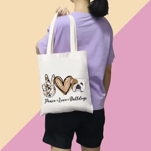 Vista 4 de BDPWSS Bolsa de hombro de lona para Bulldog Inglés para mujeres, Bulldog Mamá, Regalo Bulldog Dueño de Bulldog