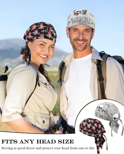 Vista 5 de Foaincore Paquete de 8 gorras de calavera Do Rag para hombres, absorben el sudor, Doo Rags, forro de casco de refrigeración para ciclismo