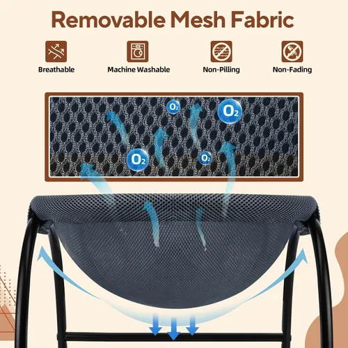 Vista 4 de LIFLIX - Cama elevada en forma de hamaca para gatos, cuna para gatos con malla lavable, cama para mascotas para gatitos, azul oscuro