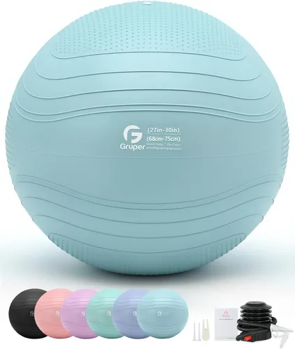 Vista 9 de Gruper Pelota de yoga, pelota de ejercicio extra gruesa para entrenamiento y estabilidad durante el embarazo, 4 tamaños, pelota de equilibrio