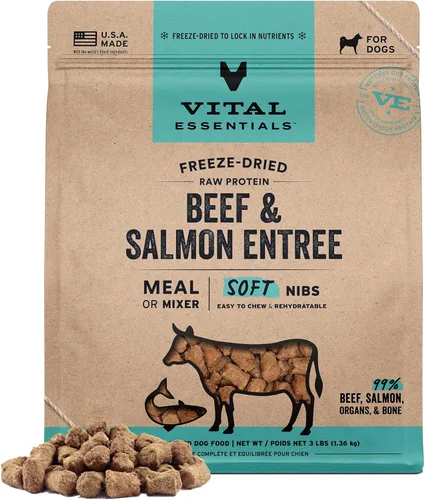 Vista 26 de Vital Essentials Harina de Res Cruda Liofilizada o Mezclador para Perros Bocados Suaves 98% Res, Órganos y Hueso 14 oz