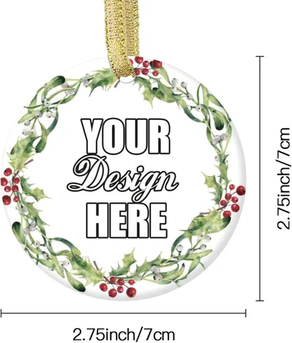 Vista 3 de Adornos de Navidad personalizados, colgante de cerámica personalizado con foto, texto/imagen, adorno colgante personalizado para parejas, niños