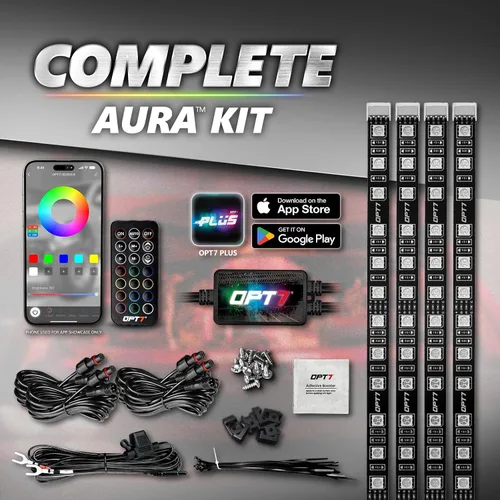 Vista 6 de OPT7 Aura Pro Luces para Compartimento del Motor con Aplicación y Control Remoto, 4 Piezas de 30 cm Tira de Luz LED Impermeable Bajo el Capó, Kit