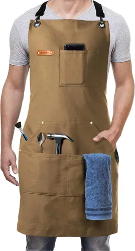 Vista 8 de Professional Work Chef Apron for Men Women, Duty Water-Resistant Cotton Canvas, Durable Adjustable, Cooking BBQ
