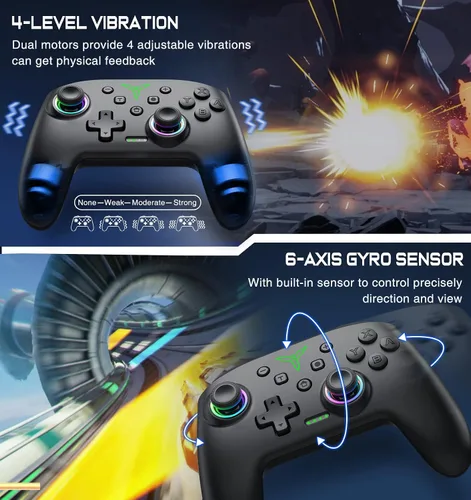Vista 6 de Controlador de interruptor, controlador Switch Pro compatible con Nintendo Switch ControllerSwitch LiteOLED, controladores inalámbricos