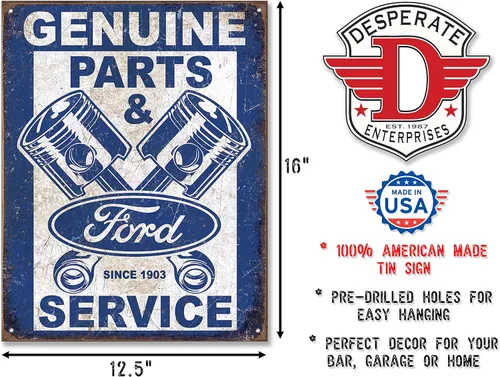 Vista 2 de Cartel de lata The Great Patriot Ford Parts & Service Pistons
