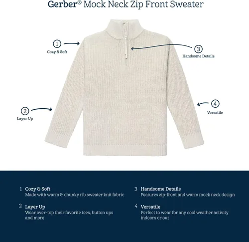 Vista 5 de Gerber Baby-Boys Zip Front Sweater