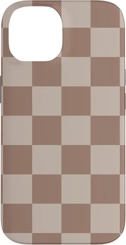 Vista 4 de Funda para iPhone 16 marrón con diseño de cuadros grandes, color beige estético marrón