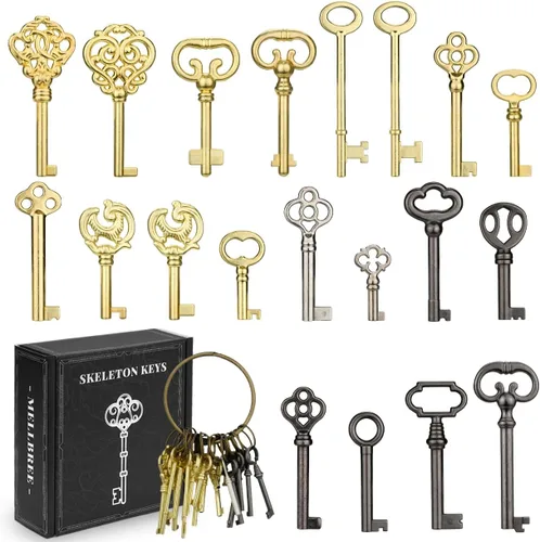 Vista 8 de Mellbree Skeleton Key KY-32 KY-33 - Repuesto de latón para puertas antiguas Dorado