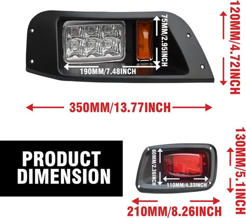 Vista 2 de Kits de luz LED para carritos de golf Shu-Ran para carritos EZGO TXT 1996-2013 (12V), Faros de carrito de golf súper brillantes con señales de giro